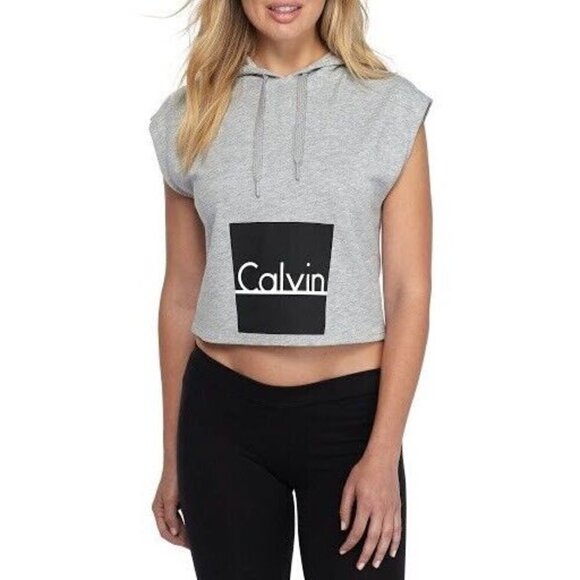 Calvin Klein Sleeveless Lounge Hoodie- Qs5651 Gray Heather. Sz Small - Picture 1 of 9